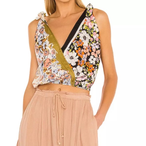 Free People Tied to You Silky Tank Vintage Floral top, size medium. NWOT - Picture 3 of 8